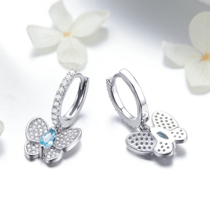 Fashion Blue Crystal Platinum Plated Earrings