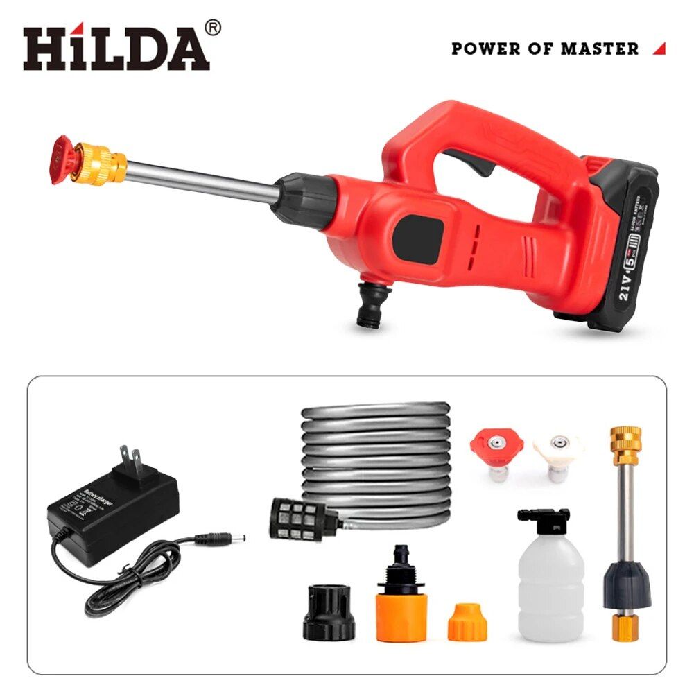 Wireless High-Pressure Car Washer 100W, 25BAR, 1500mAh with Multi-Function Adjustable Nozzle