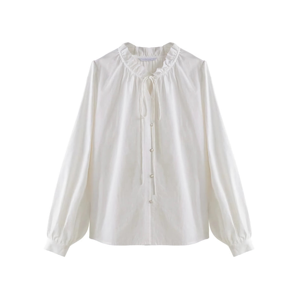 Elegant French Style Casual Puff Sleeve Shirt