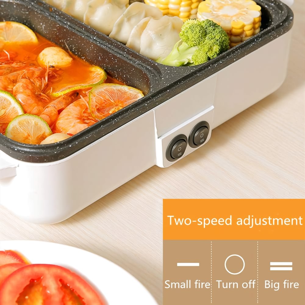 2-in-1 Electric BBQ Grill & Hot Pot with Non-Stick Plate