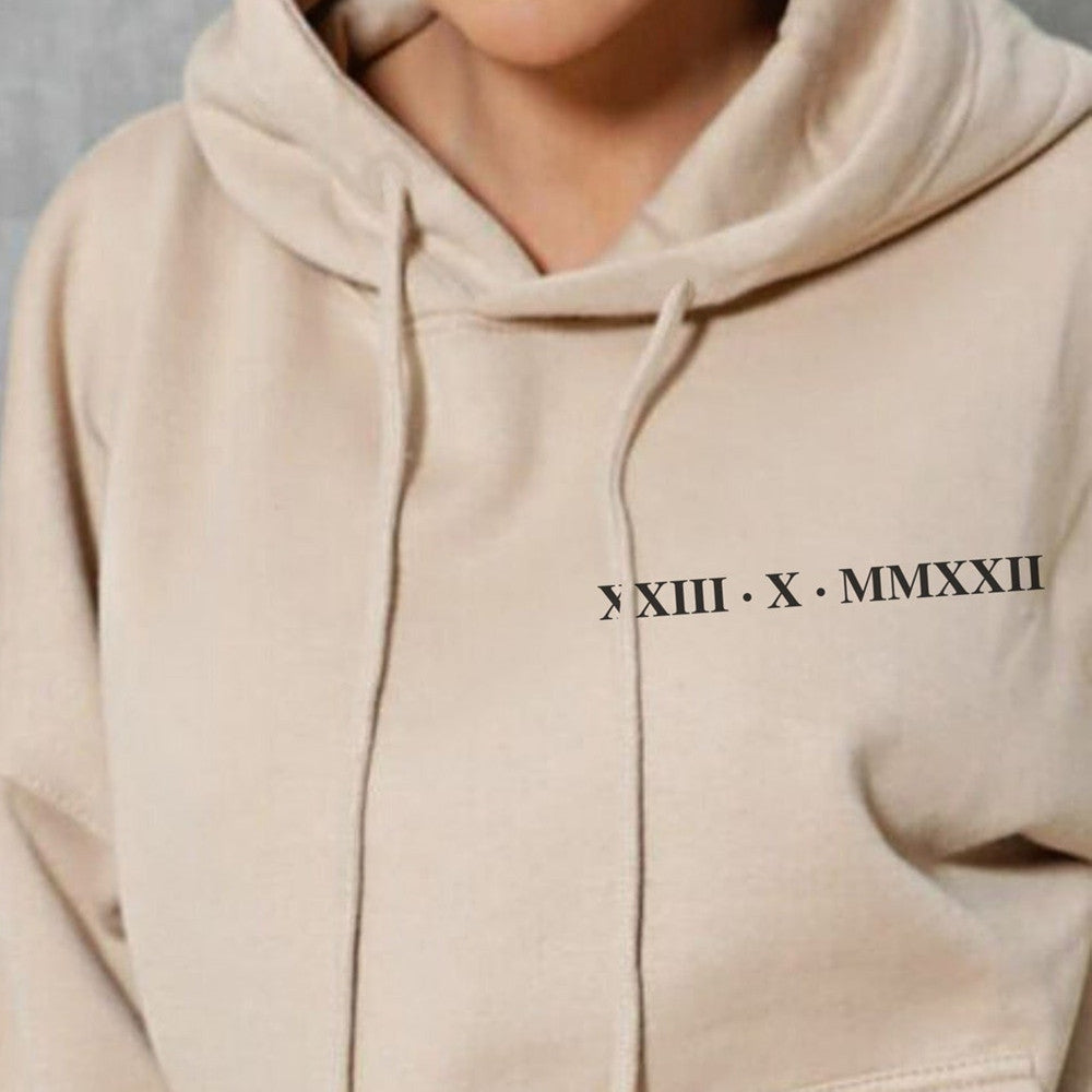 Women's Roman Numeral Printed Hoodie