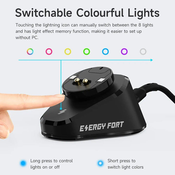 Wireless Gaming Mouse Charging Dock with RGB Indicator