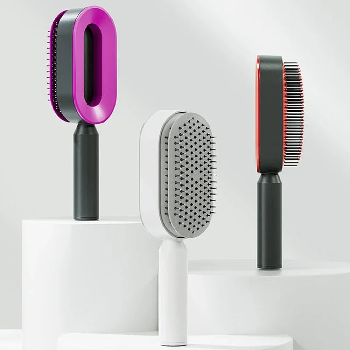 One-Click Self-Cleaning Hair Brush with 3D Air Cushion Massage