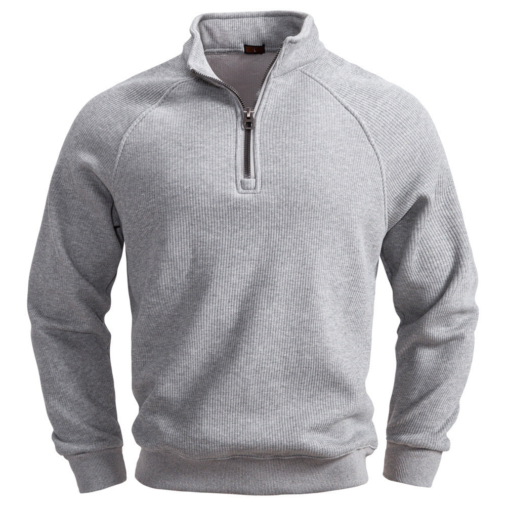 European And American Half Zipper Sweater Stand-up Collar All-match Fleece Men's Sweater Top