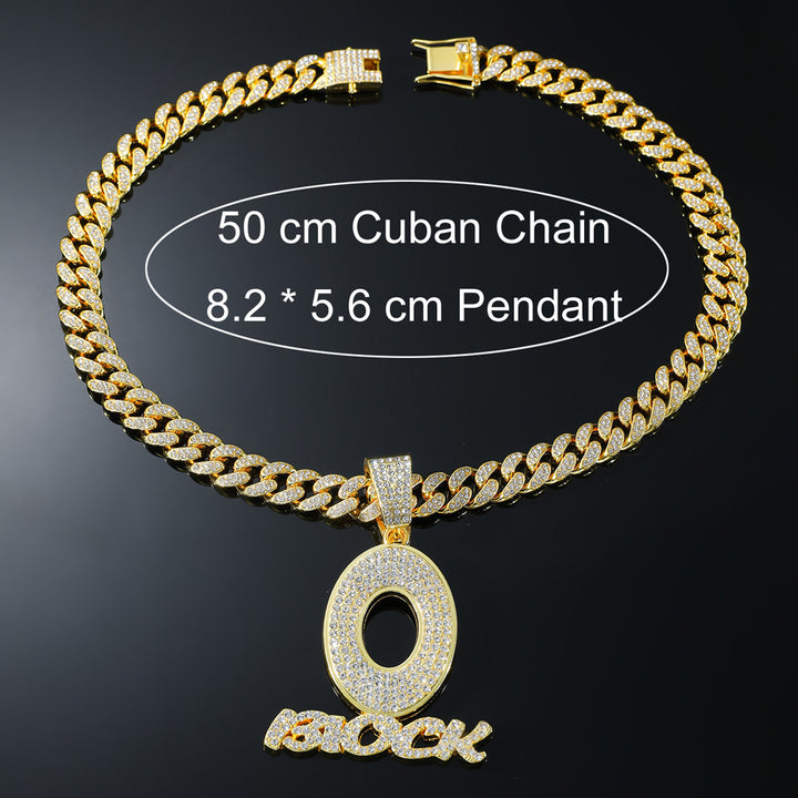 European Hip Hop Full Diamond O Letter Pendant Necklace