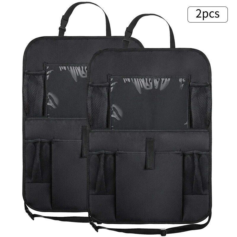 Universal Car Seat Back Organizer with Anti-Kick Mat & Waterproof Protection