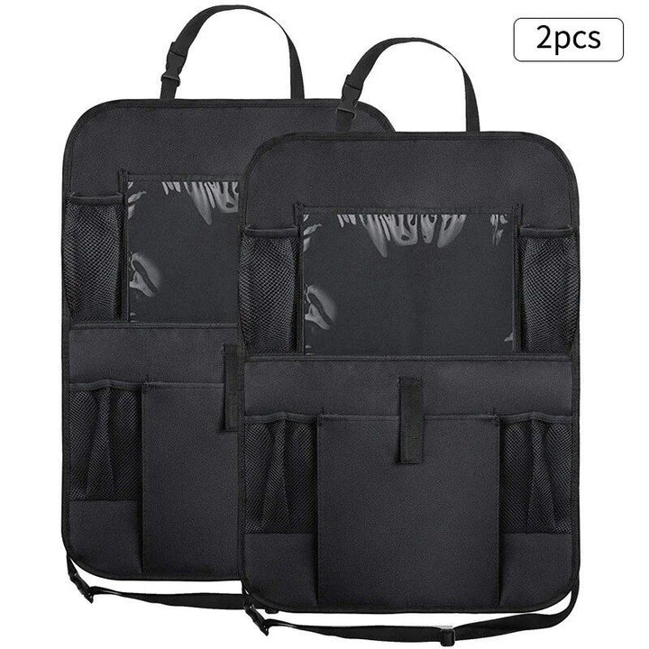 Universal Car Seat Back Organizer with Anti-Kick Mat & Waterproof Protection