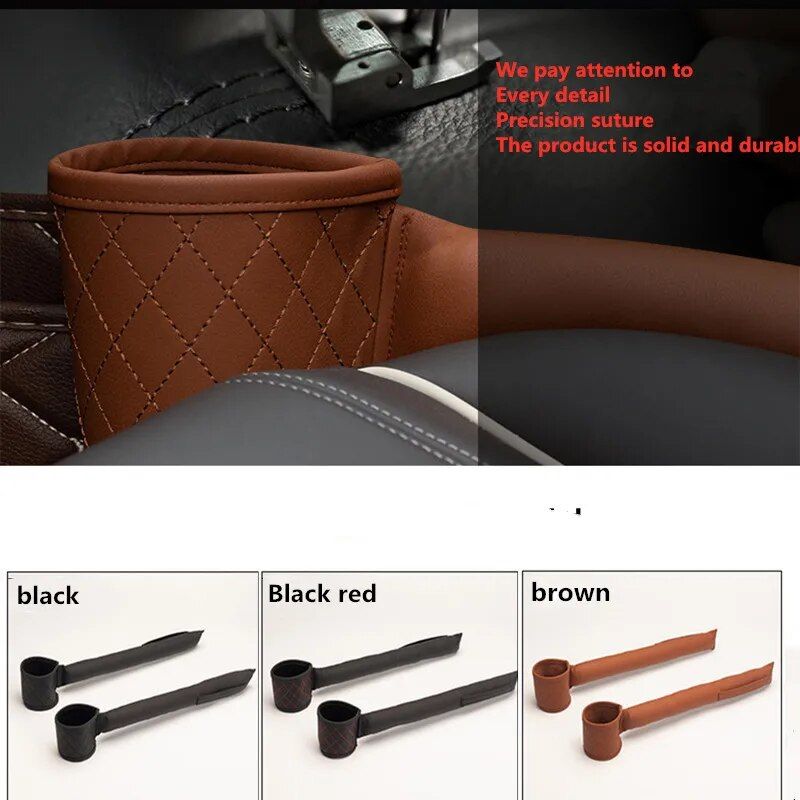 Luxe PU Leather Car Seat Gap Organizer with Drink Holder