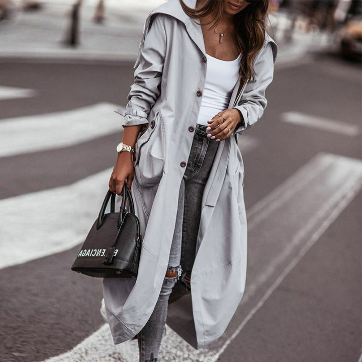 Temperament Niche Personality Casual Large Lapel Mid-length Trench Coat