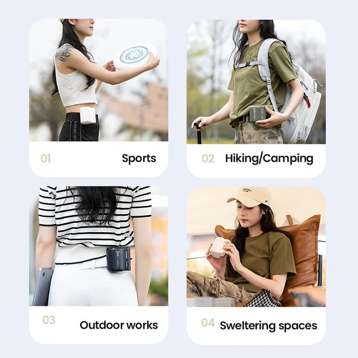 Portable Leafless Waist Fan - Mini Waist-Mounted Electric Fan for Outdoor Use