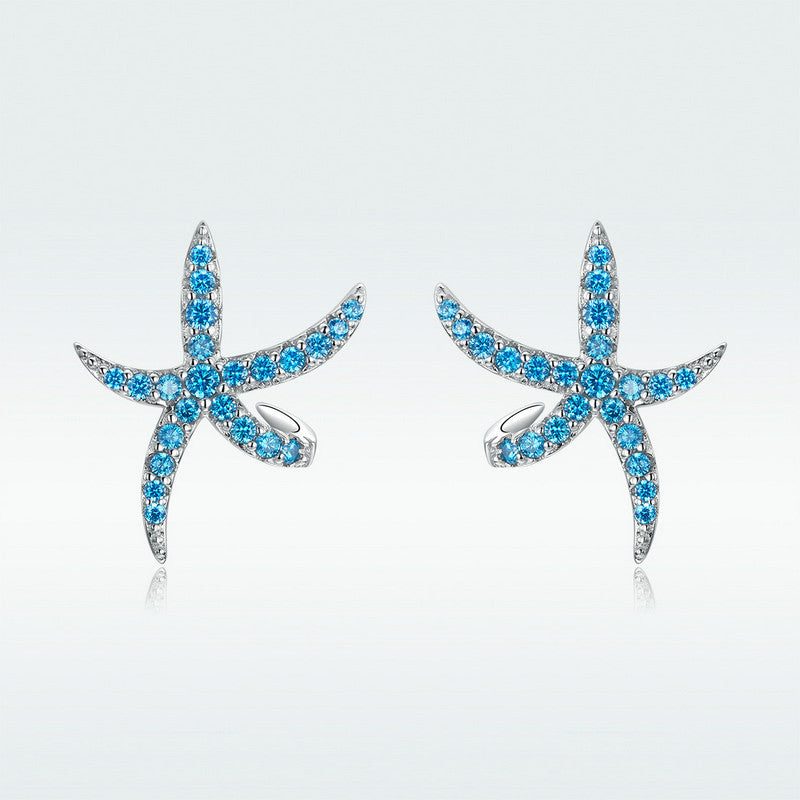 S925 Pentagram European And American Female Earrings