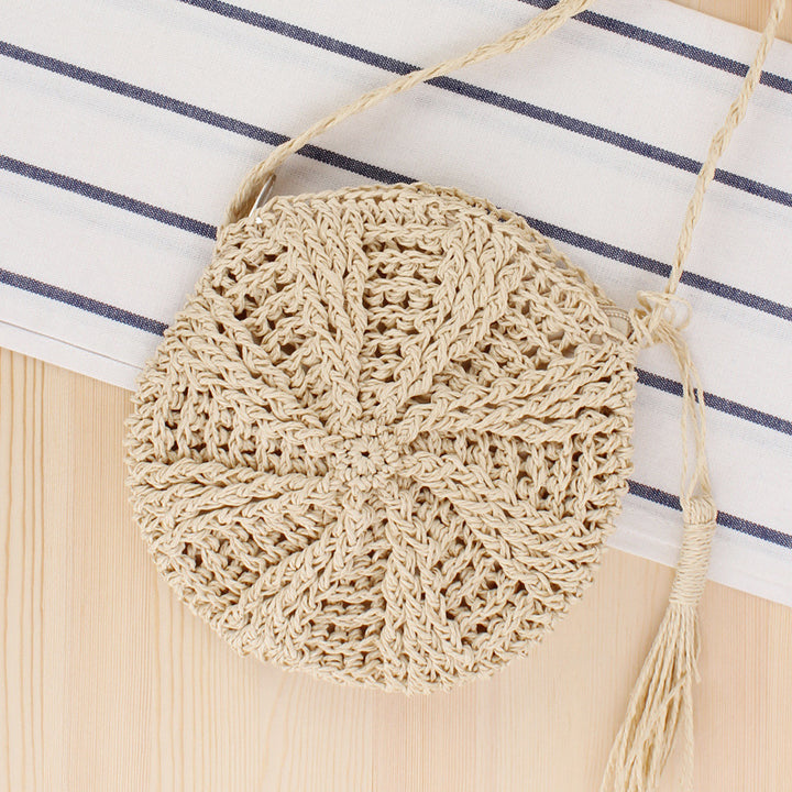 Bohemian Rattan Round Crossbody Bag