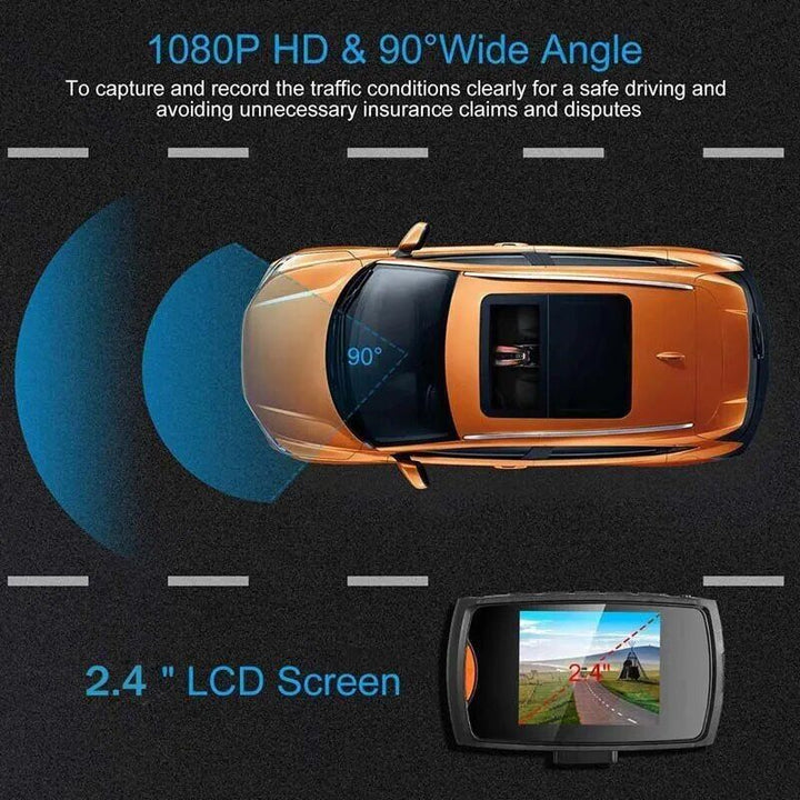 HD Car DVR with Wide-Angle Lens and Built-in Display