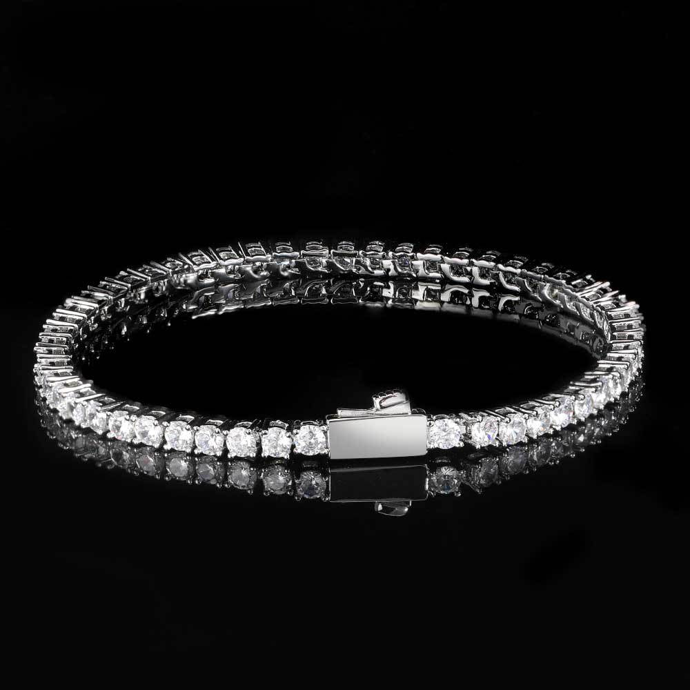 Hip Hop Spring Buckle Single Row Tennis Chain Bracelet