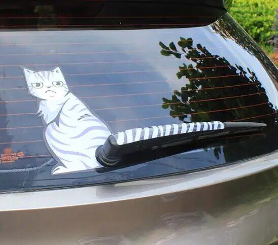 Reflective Cartoon Cat Car Stickers with Moving Tail