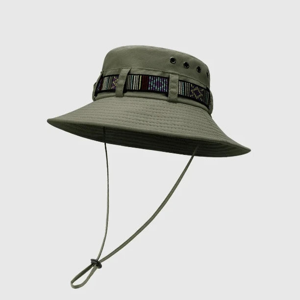 Vibrant Bucket Hat with Ethnic Belt