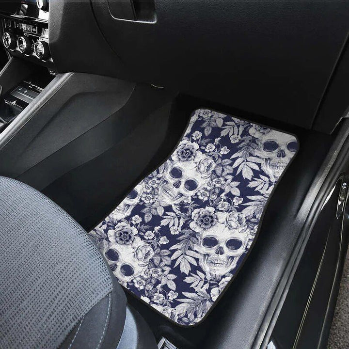 Chic Skull Floral Car Floor Mats