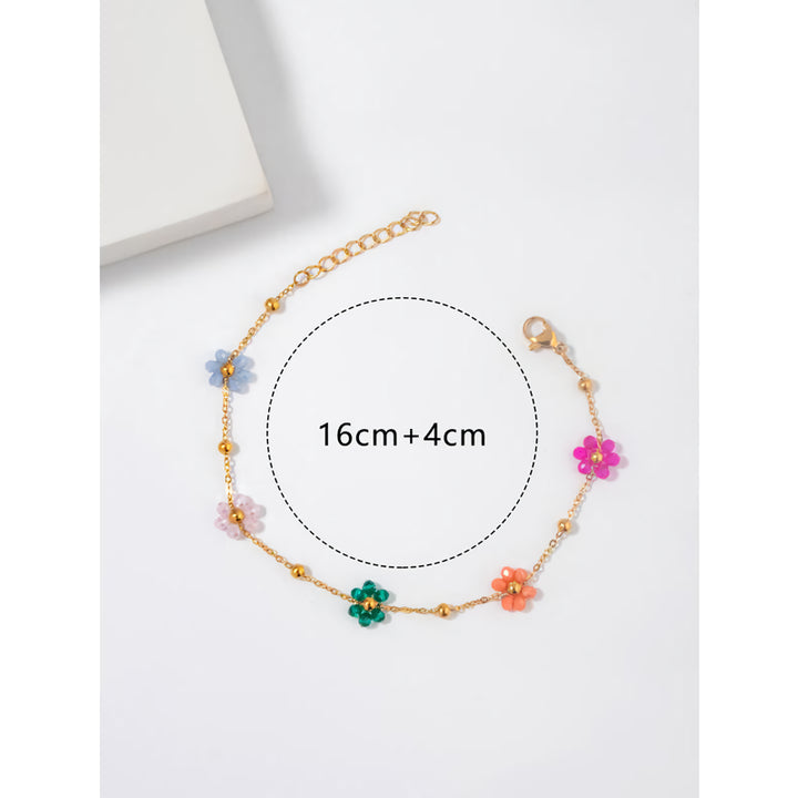 Colorful Flower Beaded Stainless Steel Bracelet