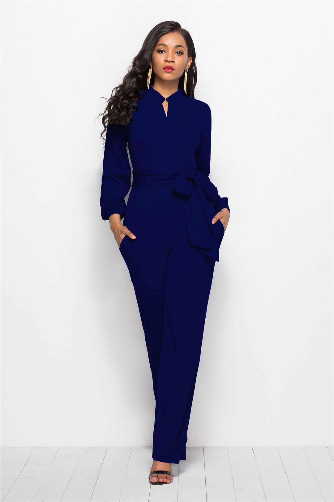 Women's Fashionable Solid Color Wide Leg Jumpsuit