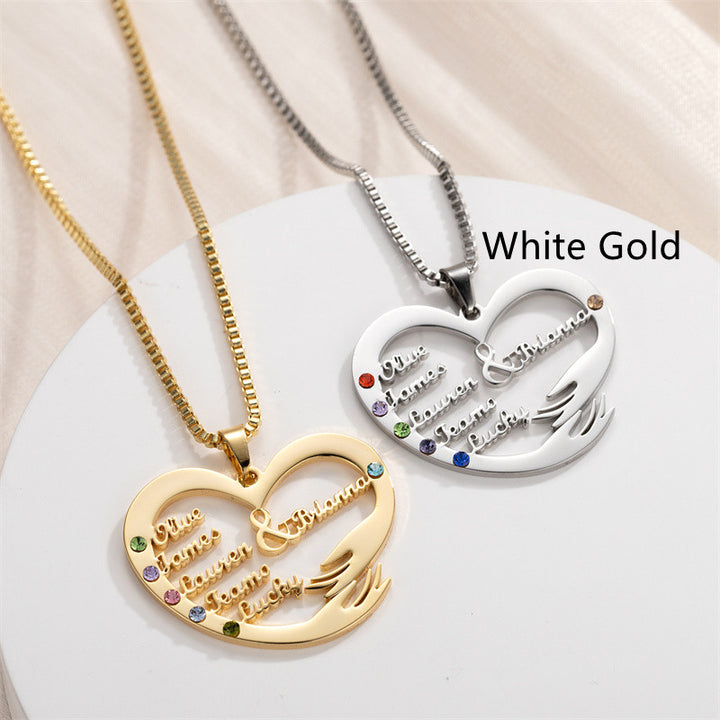 Women's Fashion Simple Birthstone Heart-shaped Pendant Necklace