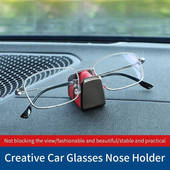 Luxury Leather & Zinc Alloy Car Glasses Holder