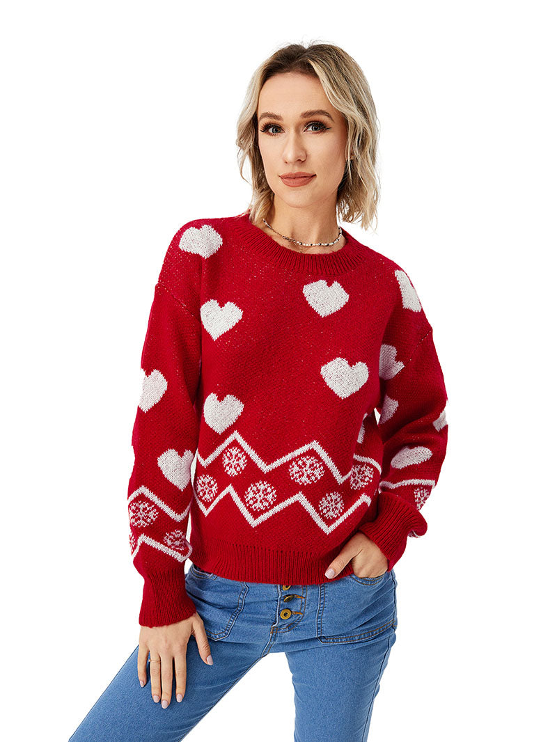 Women's Loose Casual Cozy Heart Sweater