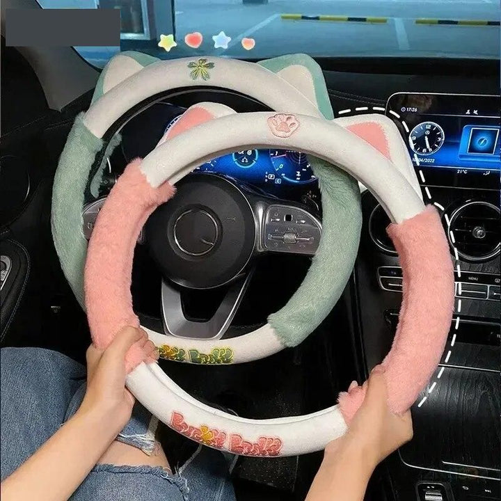 Colorful Plush Winter Steering Wheel Cover