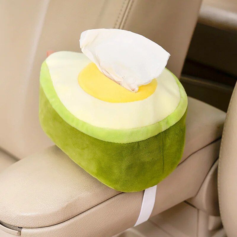 Plush Cartoon Tissue Holder for Car - Armrest & Seat Back Hanging Storage Napkin Box