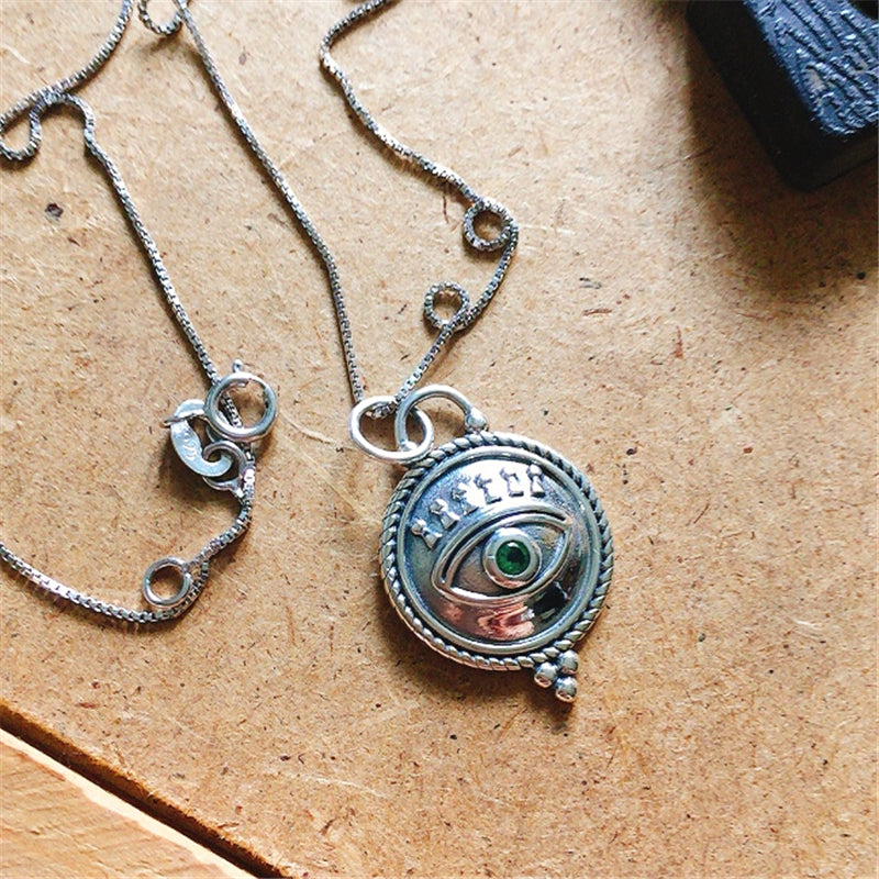 Vintage Niche Devil's Eye Sterling Silver Pendant Necklace