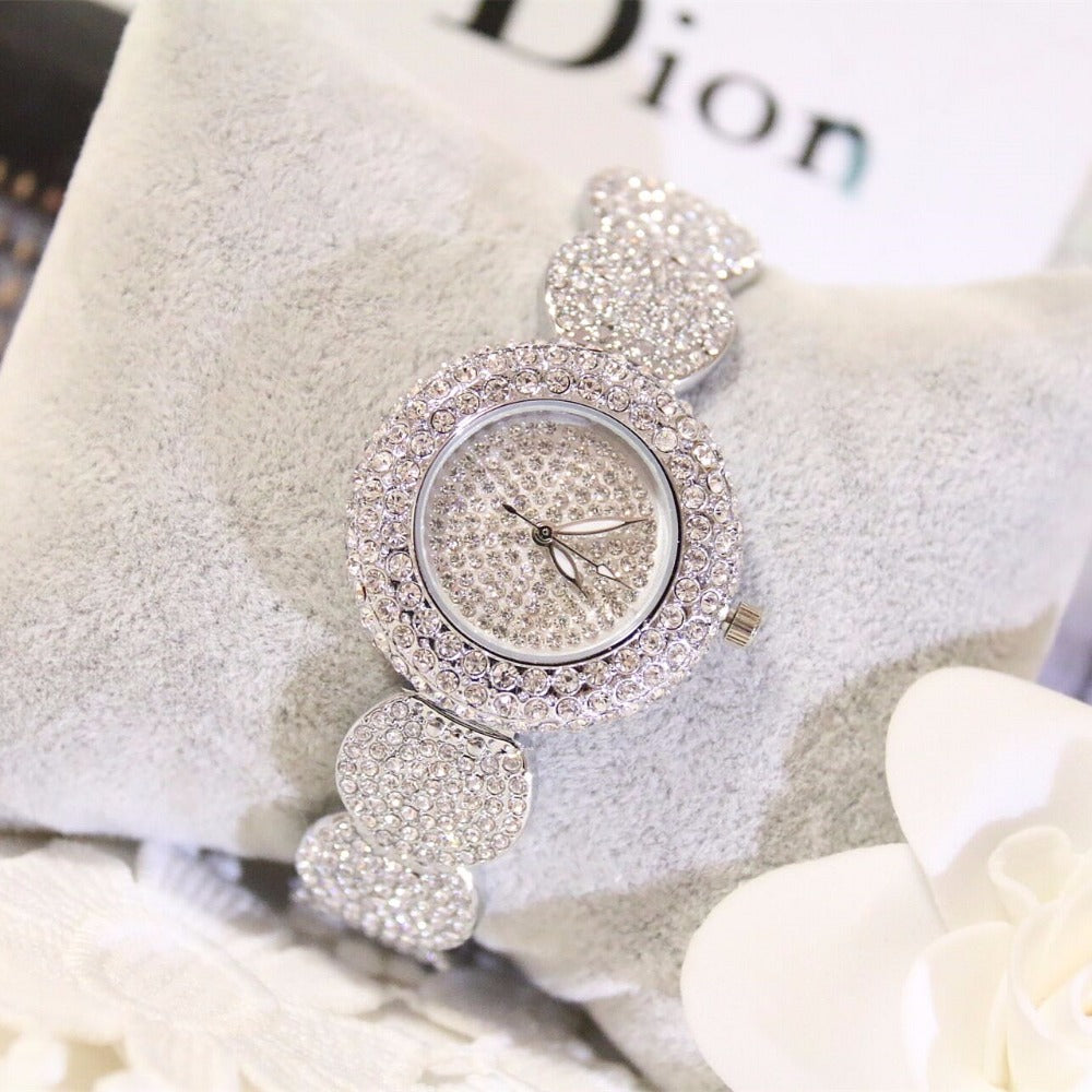 Steel band crystal full diamond watch