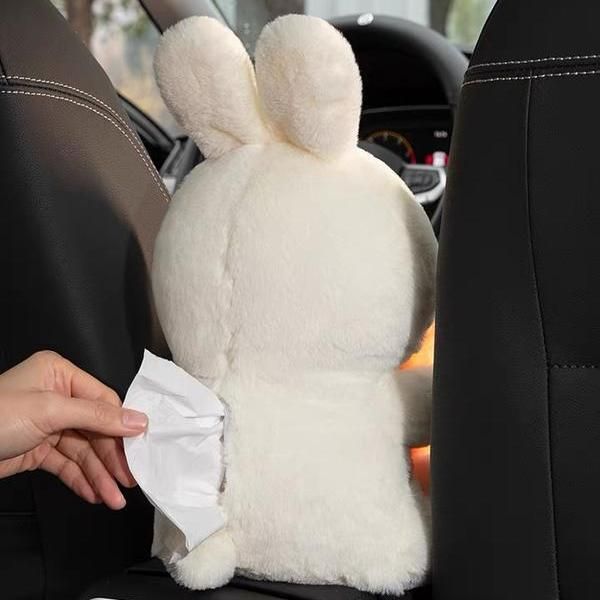 Plush Cartoon Car Tissue Holder & Armrest Organizer