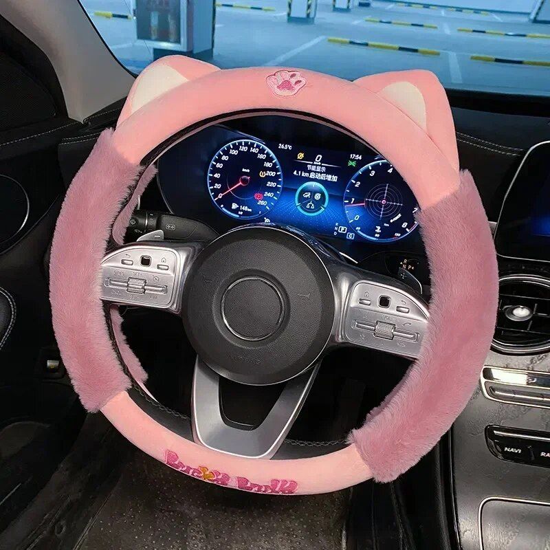 Colorful Plush Winter Steering Wheel Cover