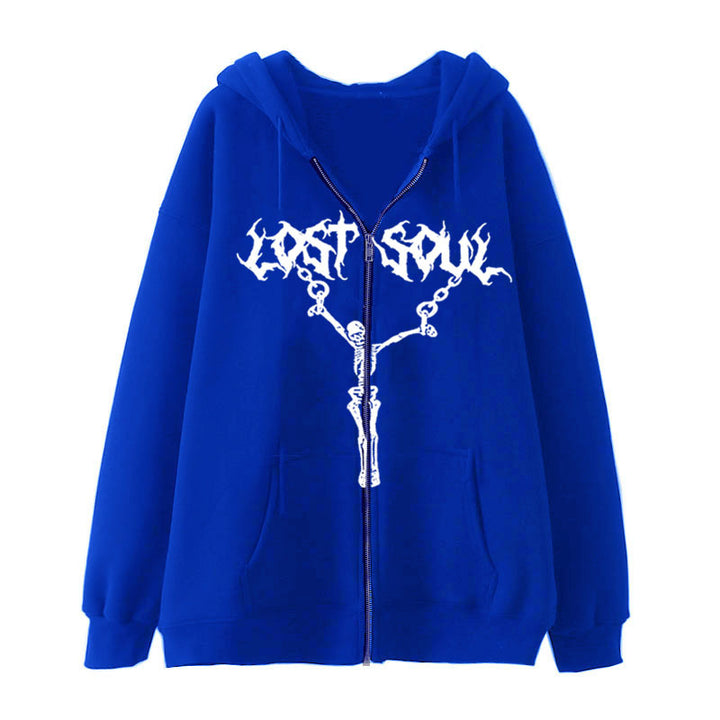 Women's Street Hip-hop Jacket Skeleton Zipper