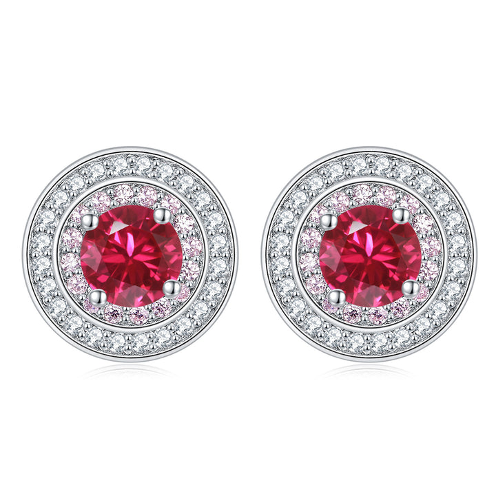 Sterling Silver Round Micro Set Zircon Earrings