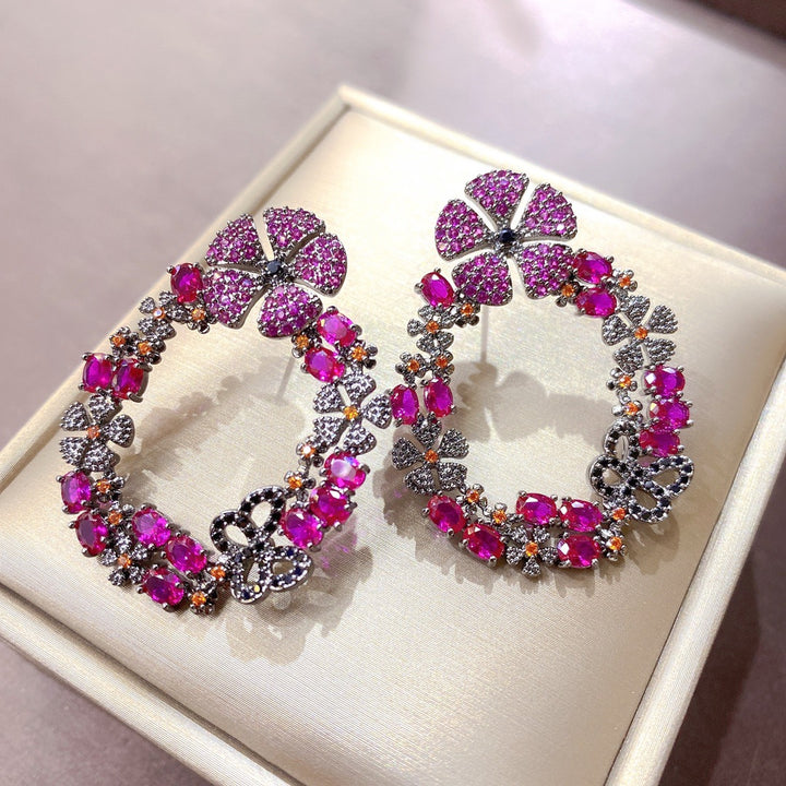 Fashion Three-dimensional Colorful Butterfly Flower Earrings