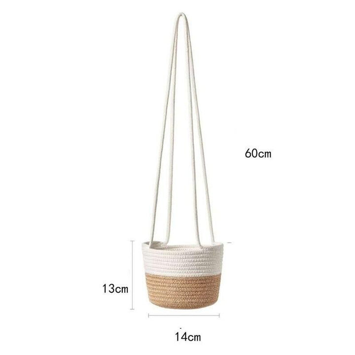 Eco-Friendly Handwoven Jute Cotton Macrame Hanging Planter Basket