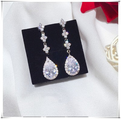 Zircon Crystal Earrings Tassels Long Fashion Women