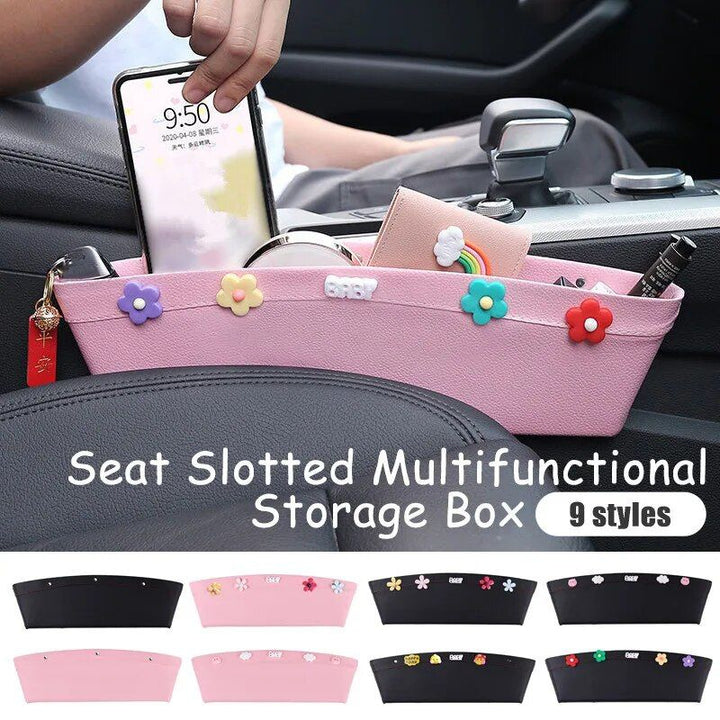 Pink & Black Faux Leather Car Seat Gap Organizer