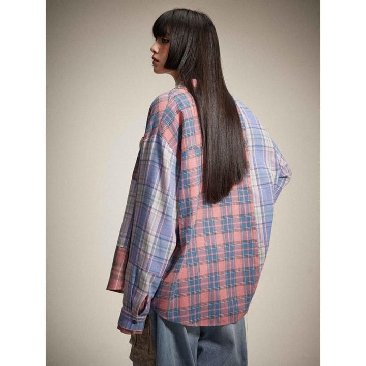 Women's Vintage Plaid Long Sleeve Blouse