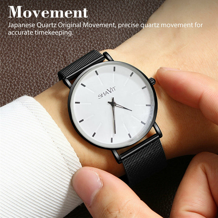 Luxury Men's Quartz Watch Stainless Steel Analog Ultra Thin Waterproof Business