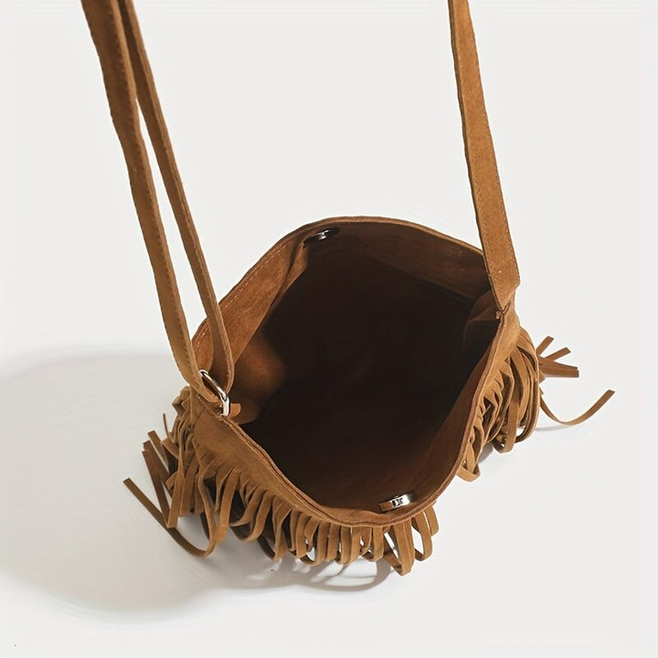 Vintage Suede Fringe Crossbody Bag