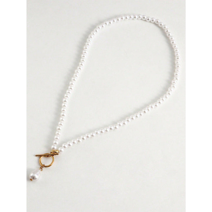 Elegant Imitation Pearl Heart Pendant Necklace