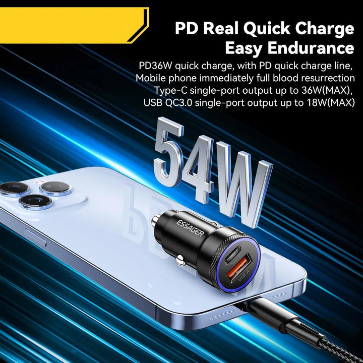 54W USB Car Charger with 5A Fast Charging