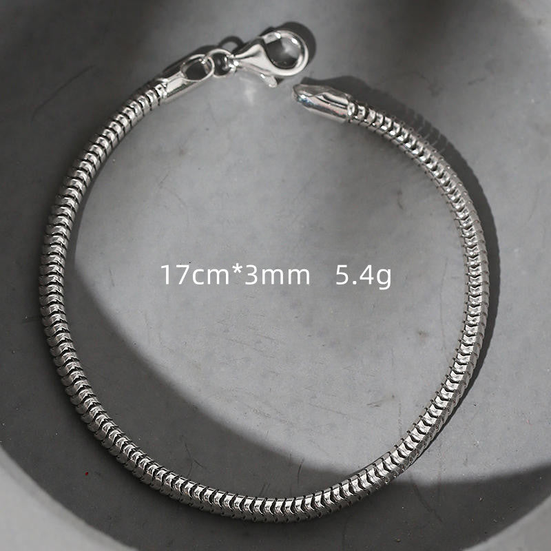 S925 Silver Bracelet Men's Cool Simple And Versatile