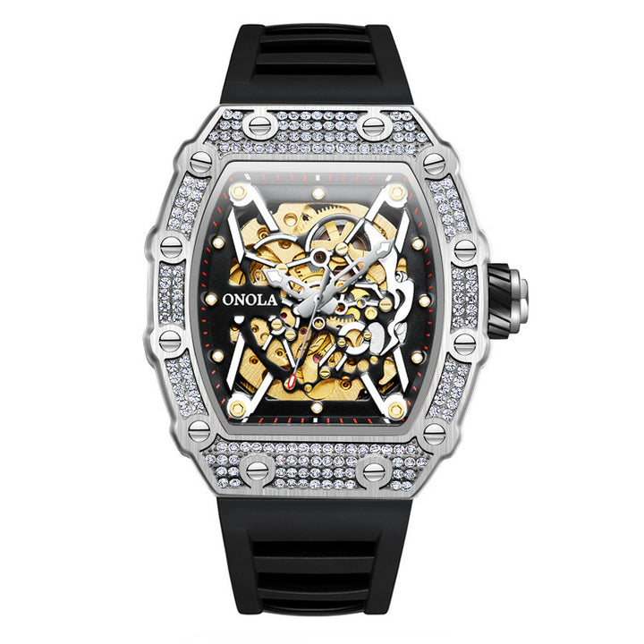 Men's Fashion And Fully-jewelled Automatic Silicone Band Waterproof Mechanical Watch