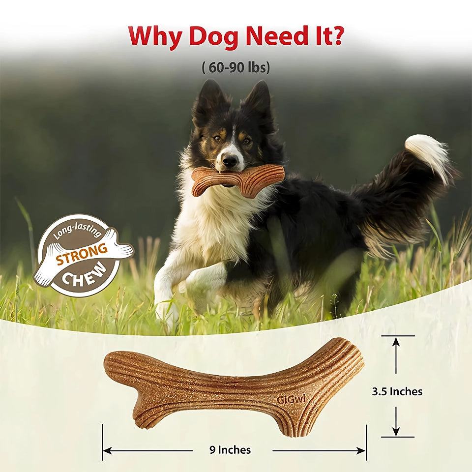 Indestructible Real Wood Deer Chew Toy for Dogs