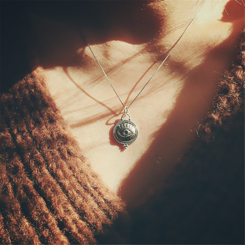 Vintage Niche Devil's Eye Sterling Silver Pendant Necklace