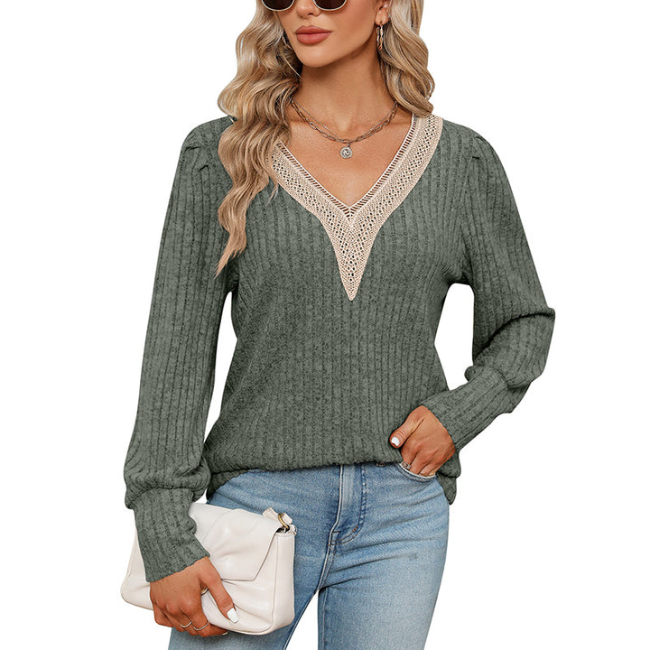 Sunken Stripe Brushed Loose Long-sleeved T-shirt