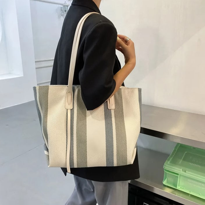 Striped Canvas Tote Bag