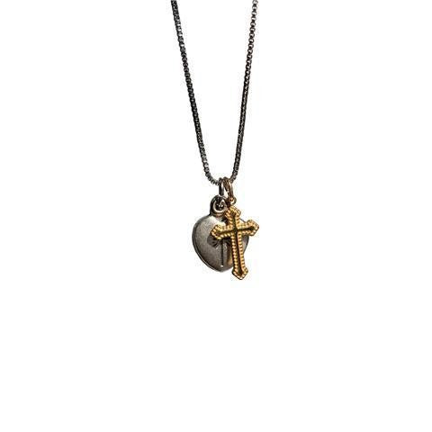 Peach Heart Roman Cross Closure Pendant Necklace